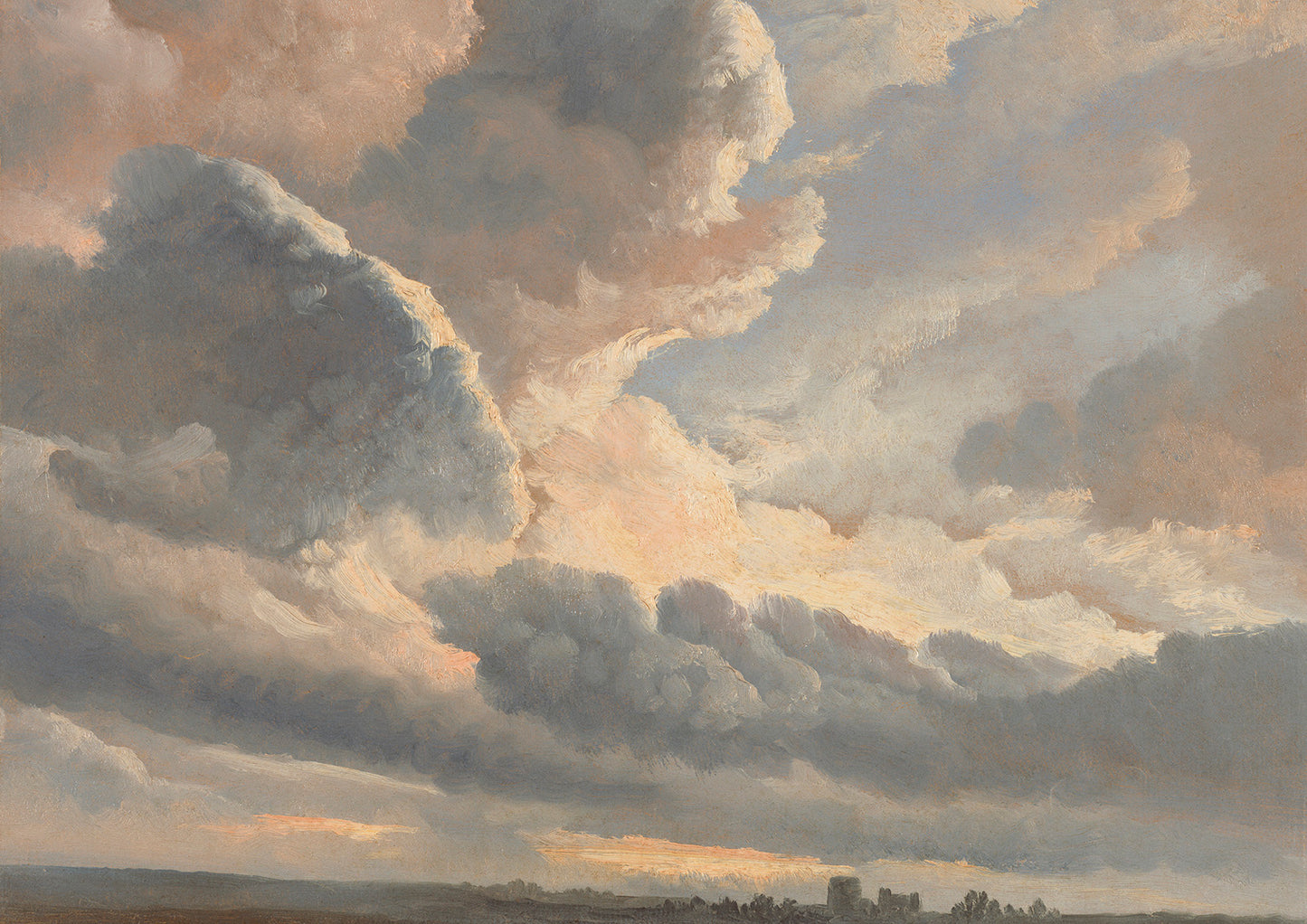 A fine art print painting of a sunset near Rome