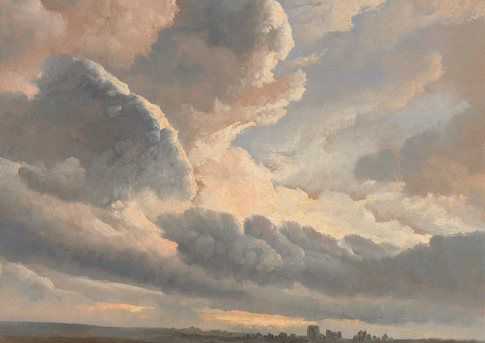 A fine art print painting of a sunset near Rome